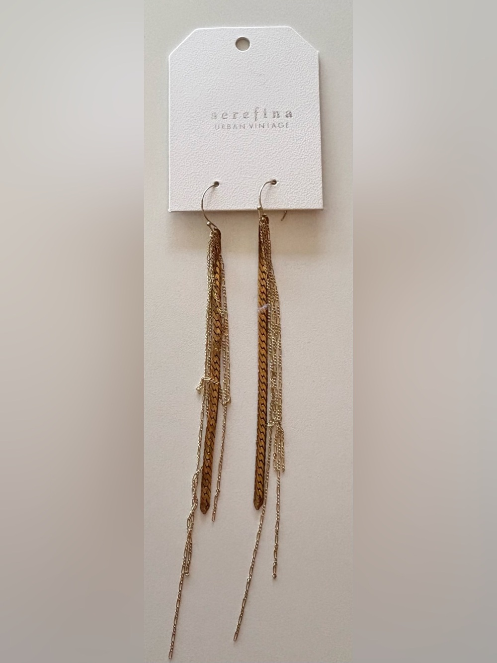 Serefina Earrings by Anthropologie Multistrand Chain Fringe Earrings Goldtone